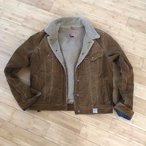 A&F Brown Corduroy Sherpa-Lined Jacket Sz M